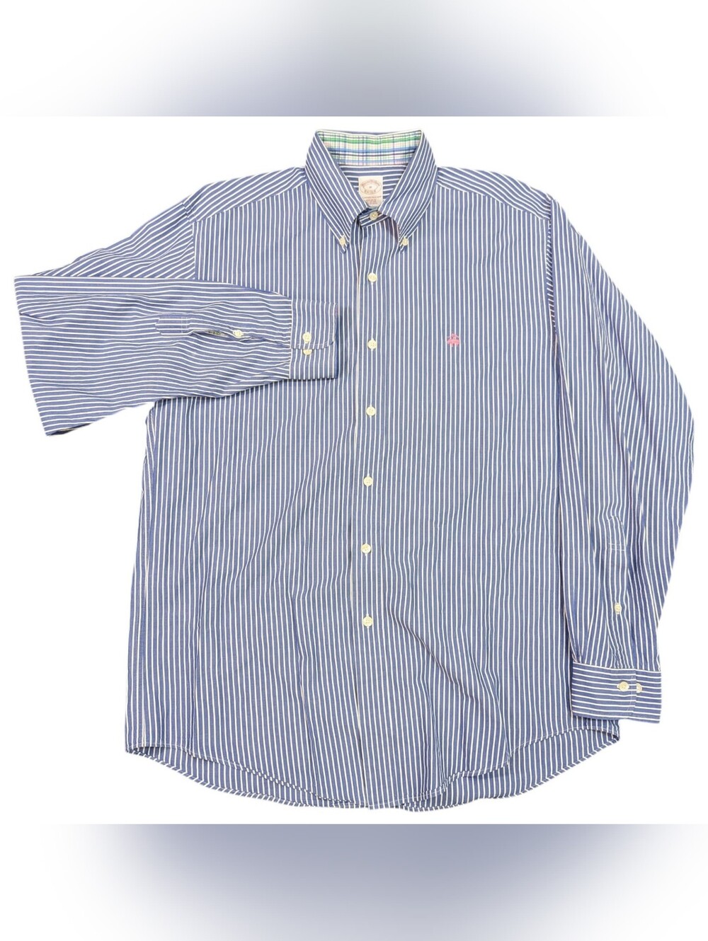 1818 Brooks Brothers Blue Stripe Long Sleeve Button-up Shirt Size Medium Preppy